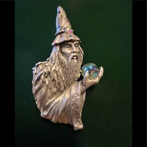 VINTAGE  SILVER SIGNED JJ JONETTE WIZARD MERLIN BROOCH PIN
